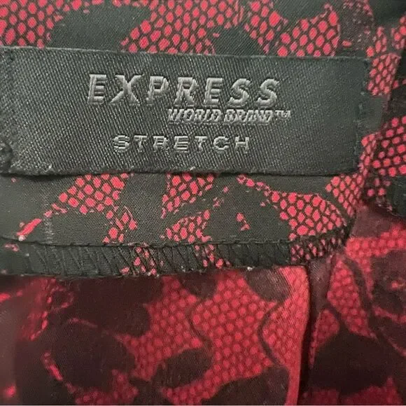 Express Black and Burgundy/Red Floral Pencil Skirt Size 9/10 - Picture 3 of 4